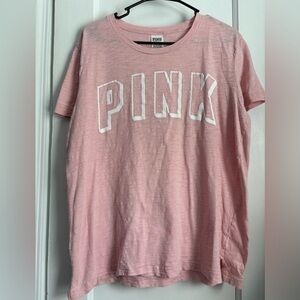 Pink T-Shirt with White Lettering Size: Medium